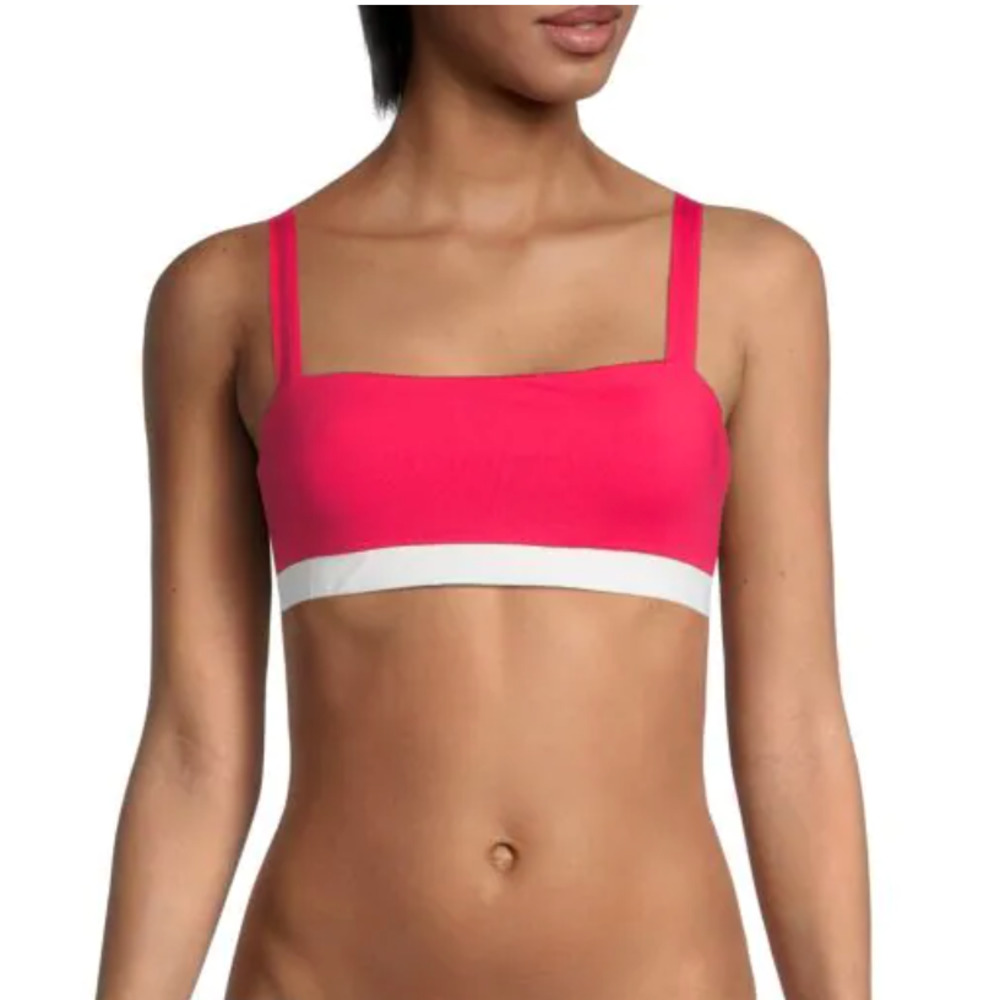 nwt onia ​Zoe Bikini Top tricot raspberry/white size medium